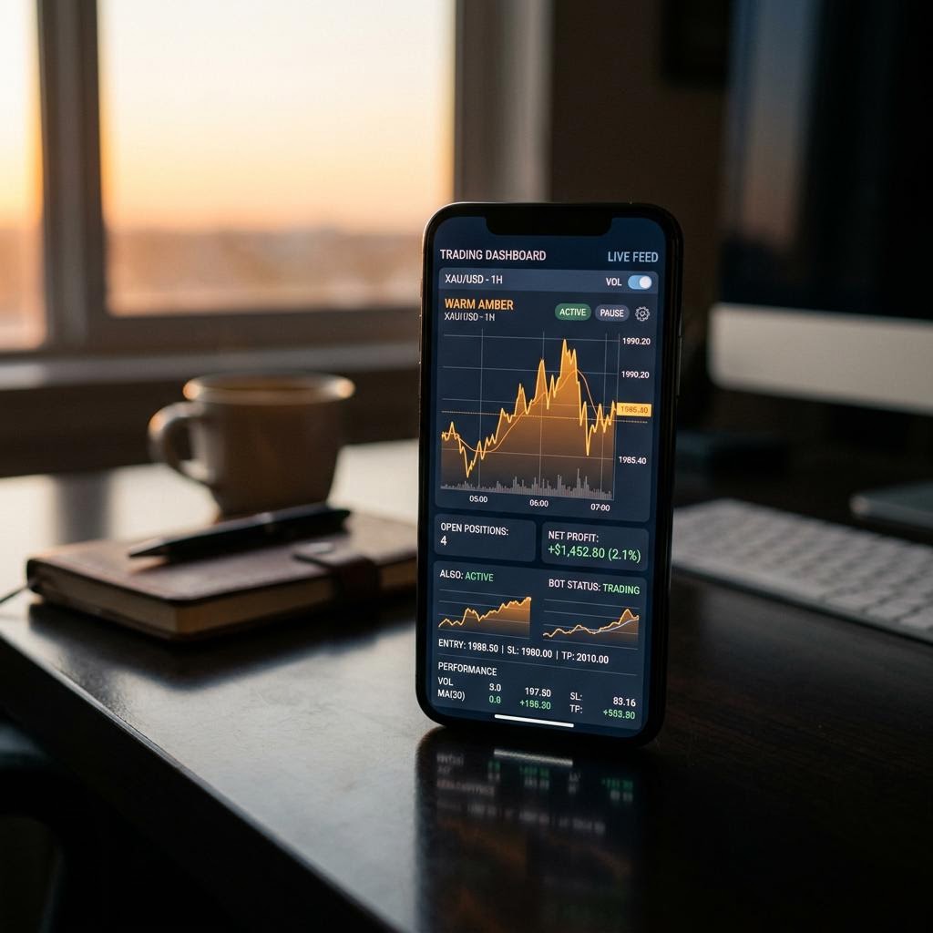 Interfaccia dell'applicazione di trading TraderX su smartphone